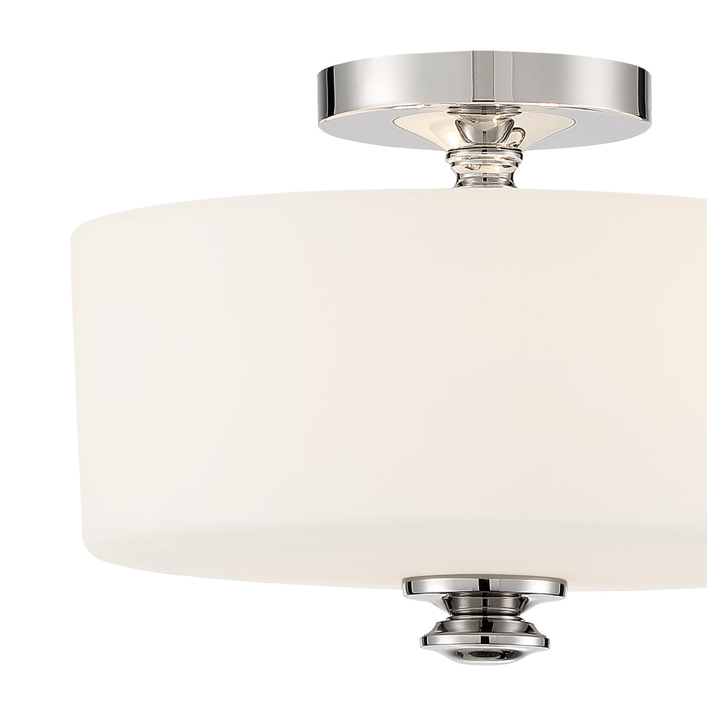 ##Antique Hardware## Travis 2 Light Polished Nickel Semi Flush Mount