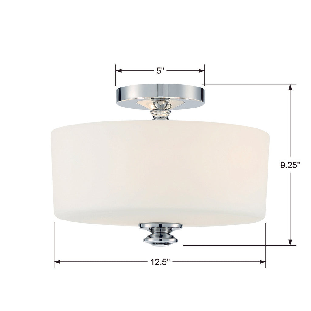 ##Antique Hardware## Travis 2 Light Polished Nickel Semi Flush Mount