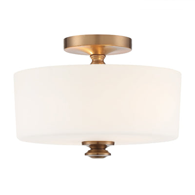 ##Antique Hardware## Travis 2 Light Vibrant Gold Semi Flush Mount