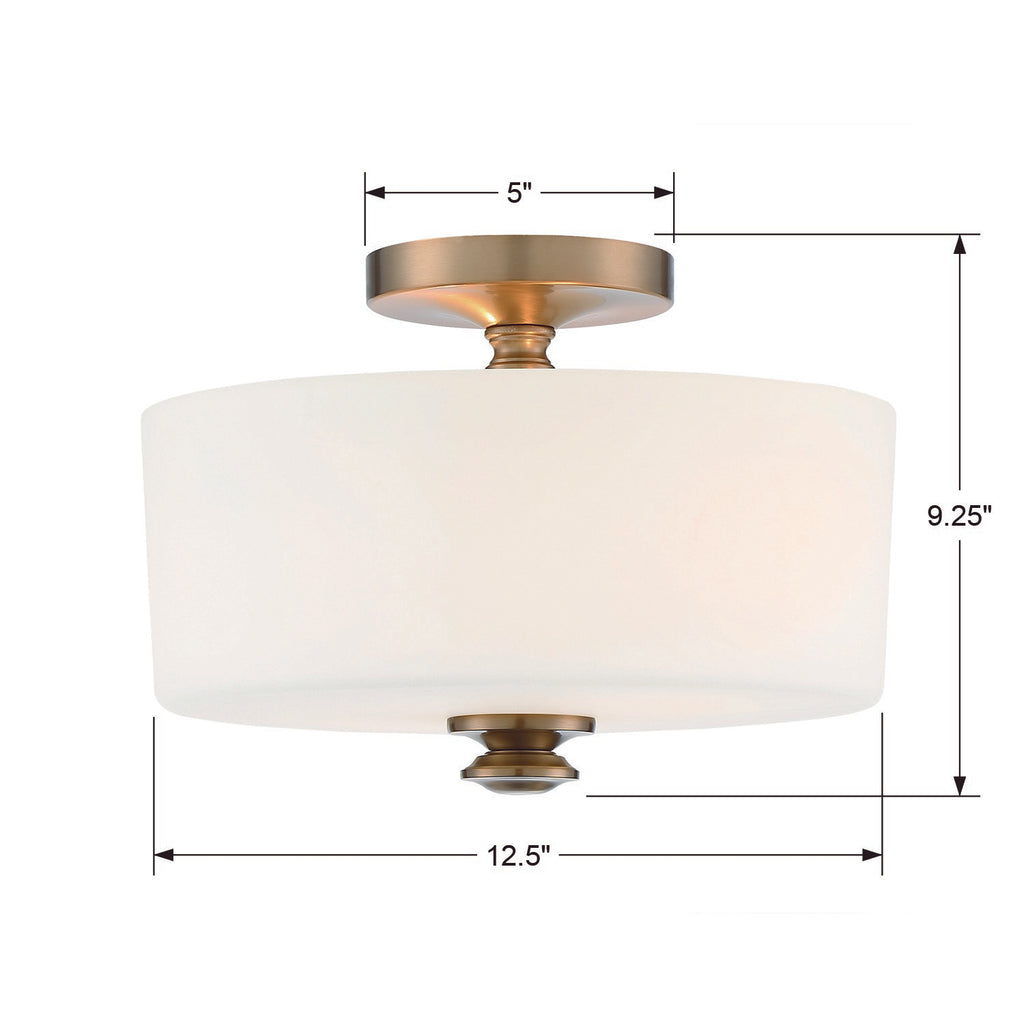 ##Antique Hardware## Travis 2 Light Vibrant Gold Semi Flush Mount