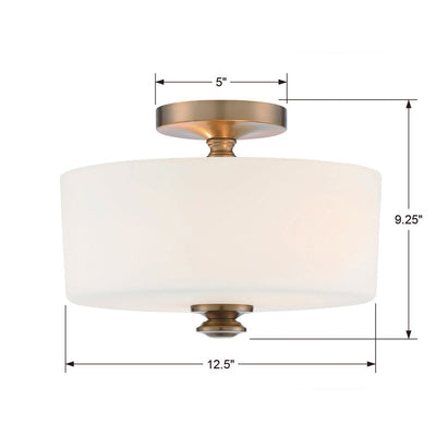 ##Antique Hardware## Travis 2 Light Vibrant Gold Semi Flush Mount