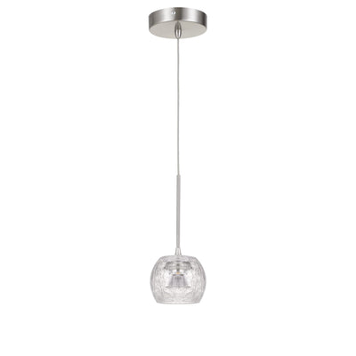 ##Antique Hardware## ITHACA 3000K, 8W, 700 LUMEN, 90 CRI DIMMABLE LED GLASS MINI PENDANT WITH CLEAR CRACKLE GLASS