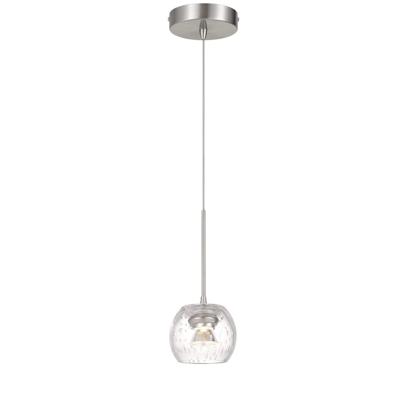 ##Antique Hardware## ITHACA 3000K, 8W, 700 LUMEN, 90 CRI DIMMABLE LED GLASS MINI PENDANT WITH CLEAR BULBBED GLASS