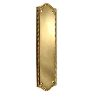 ##Antique Hardware## Open Box Sale Item 12 Inch Georgian Oval Roped Style Door Push Plate (Antique Brass Finish)