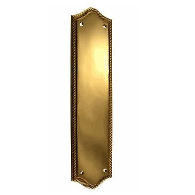 ##Antique Hardware## Open Box Sale Item 12 Inch Georgian Oval Roped Style Door Push Plate (Antique Brass Finish)