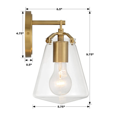 ##Antique Hardware## Voss 1 Light Luxe Gold Sconce