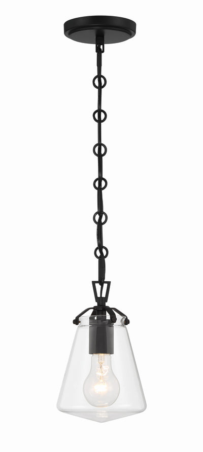 ##Antique Hardware## Voss 1 Light Matte Black Mini Pendant