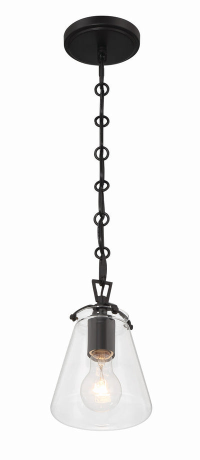 ##Antique Hardware## Voss 1 Light Matte Black Mini Pendant