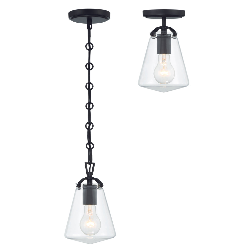 ##Antique Hardware## Voss 1 Light Matte Black Mini Pendant