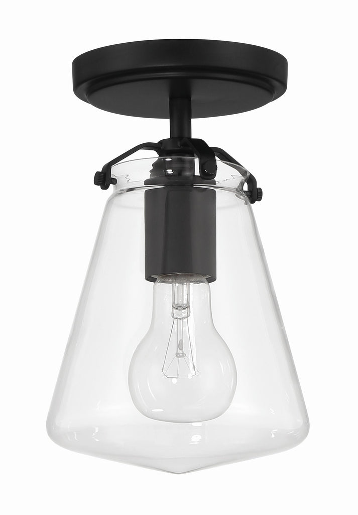 ##Antique Hardware## Voss 1 Light Matte Black Semi Flush Mount