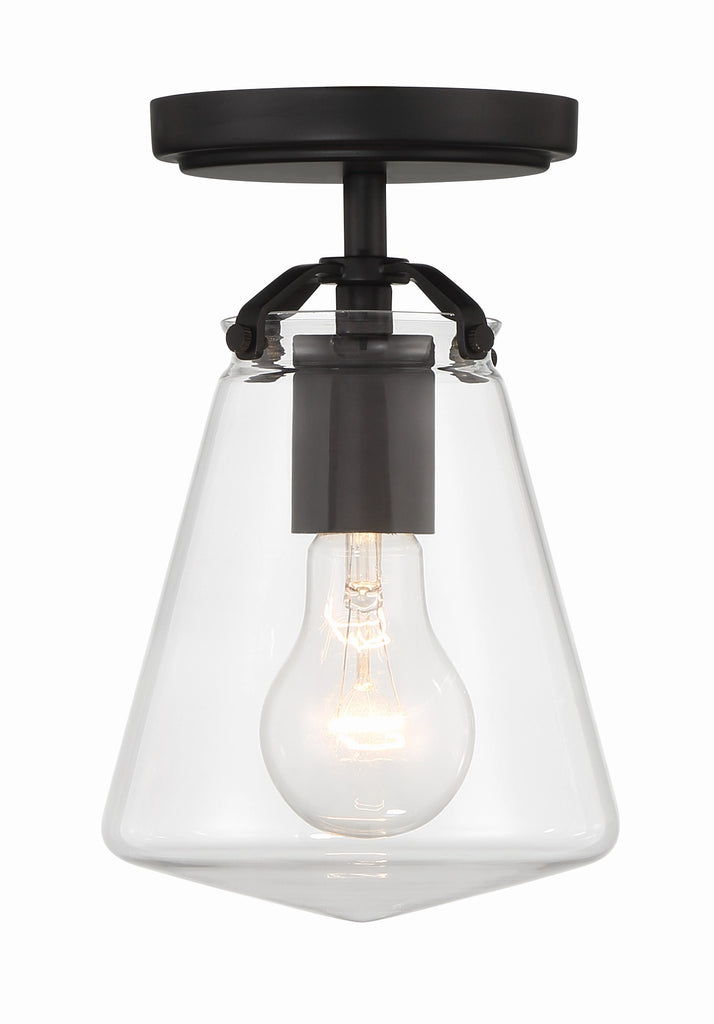 ##Antique Hardware## Voss 1 Light Matte Black Semi Flush Mount