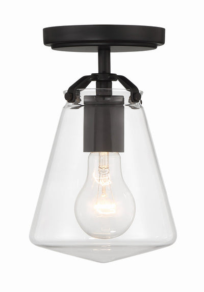 ##Antique Hardware## Voss 1 Light Matte Black Semi Flush Mount