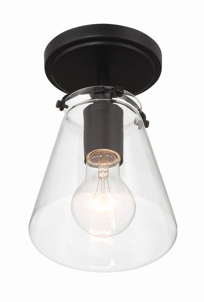 ##Antique Hardware## Voss 1 Light Matte Black Semi Flush Mount