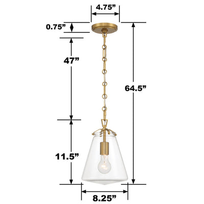 ##Antique Hardware## Voss 1 Light Luxe Gold Mini Pendant