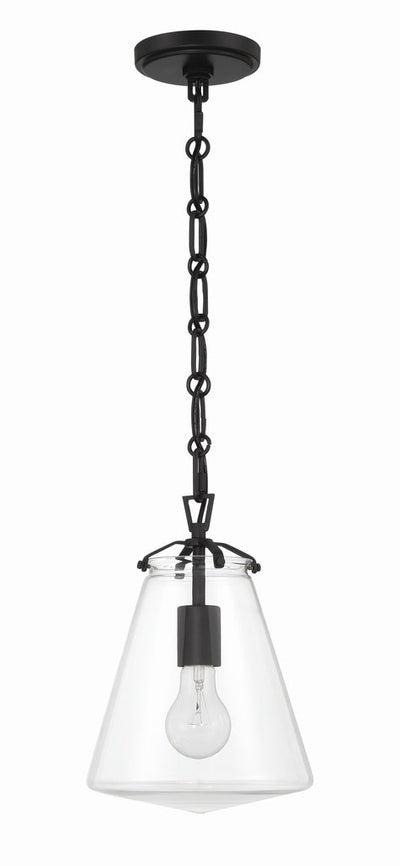 ##Antique Hardware## Voss 1 Light Matte Black Mini Pendant