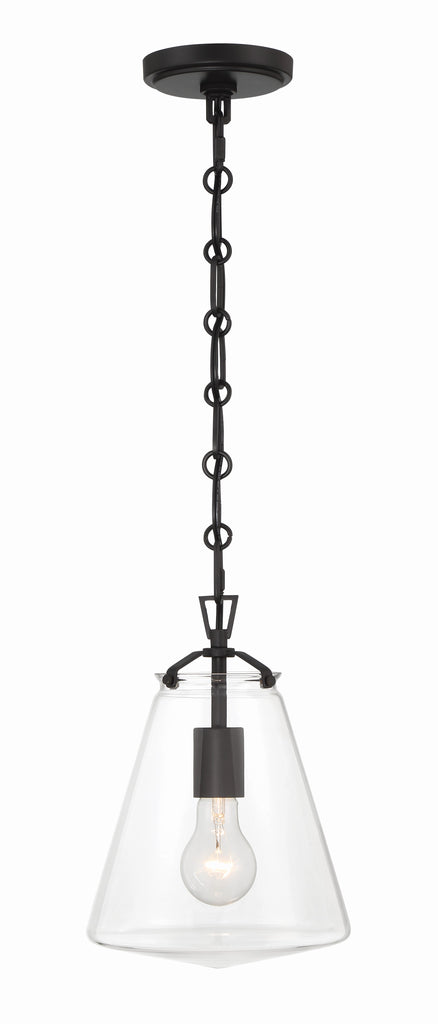 ##Antique Hardware## Voss 1 Light Matte Black Mini Pendant