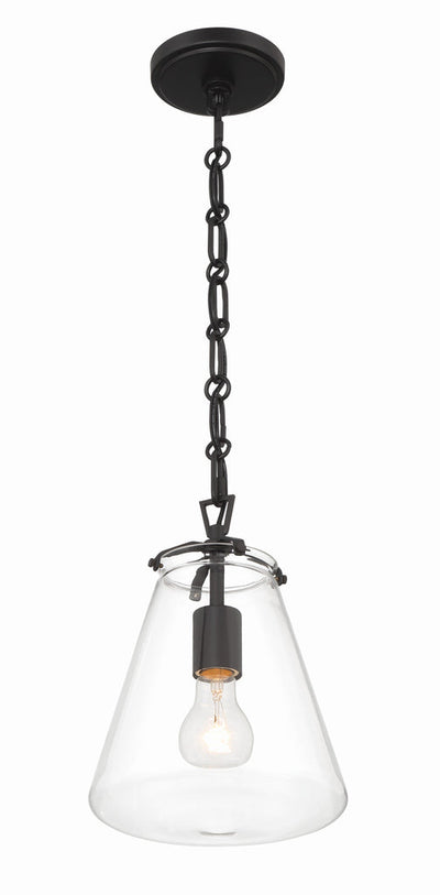 ##Antique Hardware## Voss 1 Light Matte Black Mini Pendant