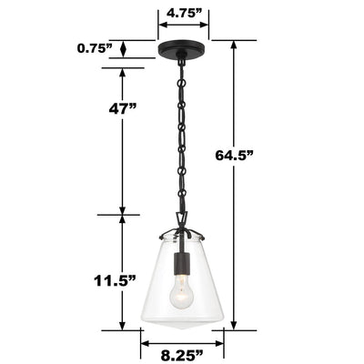 ##Antique Hardware## Voss 1 Light Matte Black Mini Pendant