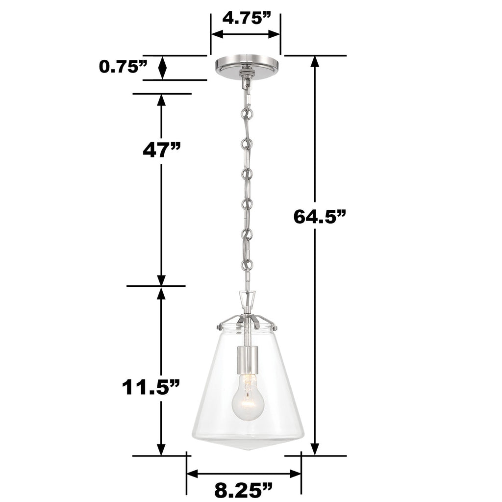 ##Antique Hardware## Voss 1 Light Polished Nickel Mini Pendant