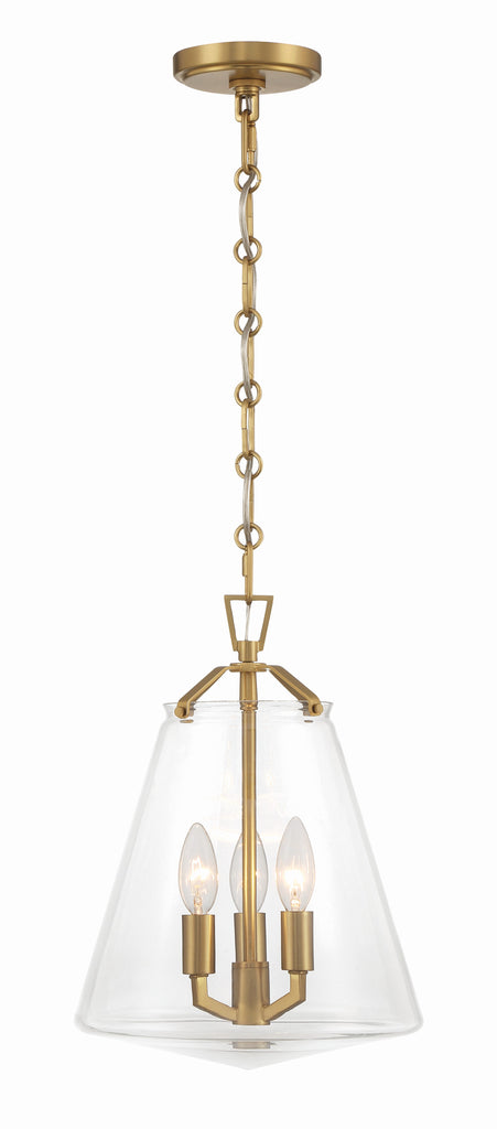 ##Antique Hardware## Voss 3 Light Luxe Gold Mini Chandelier