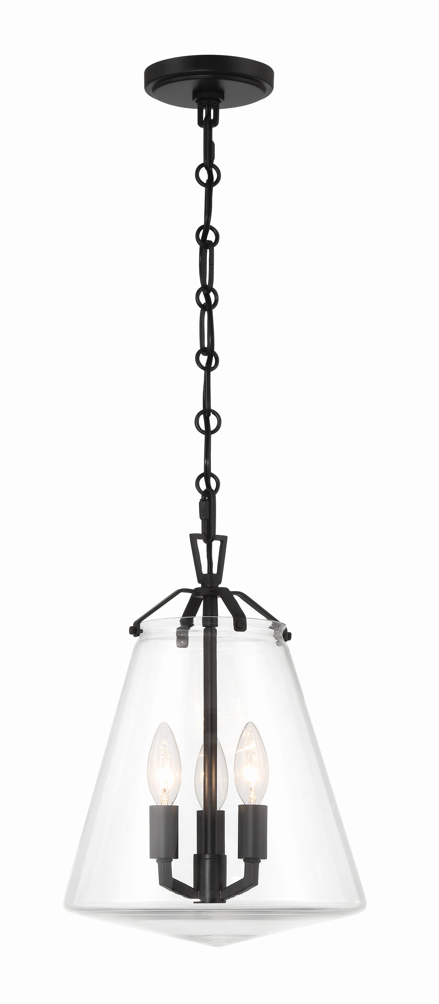 ##Antique Hardware## Voss 3 Light Matte Black Mini Chandelier