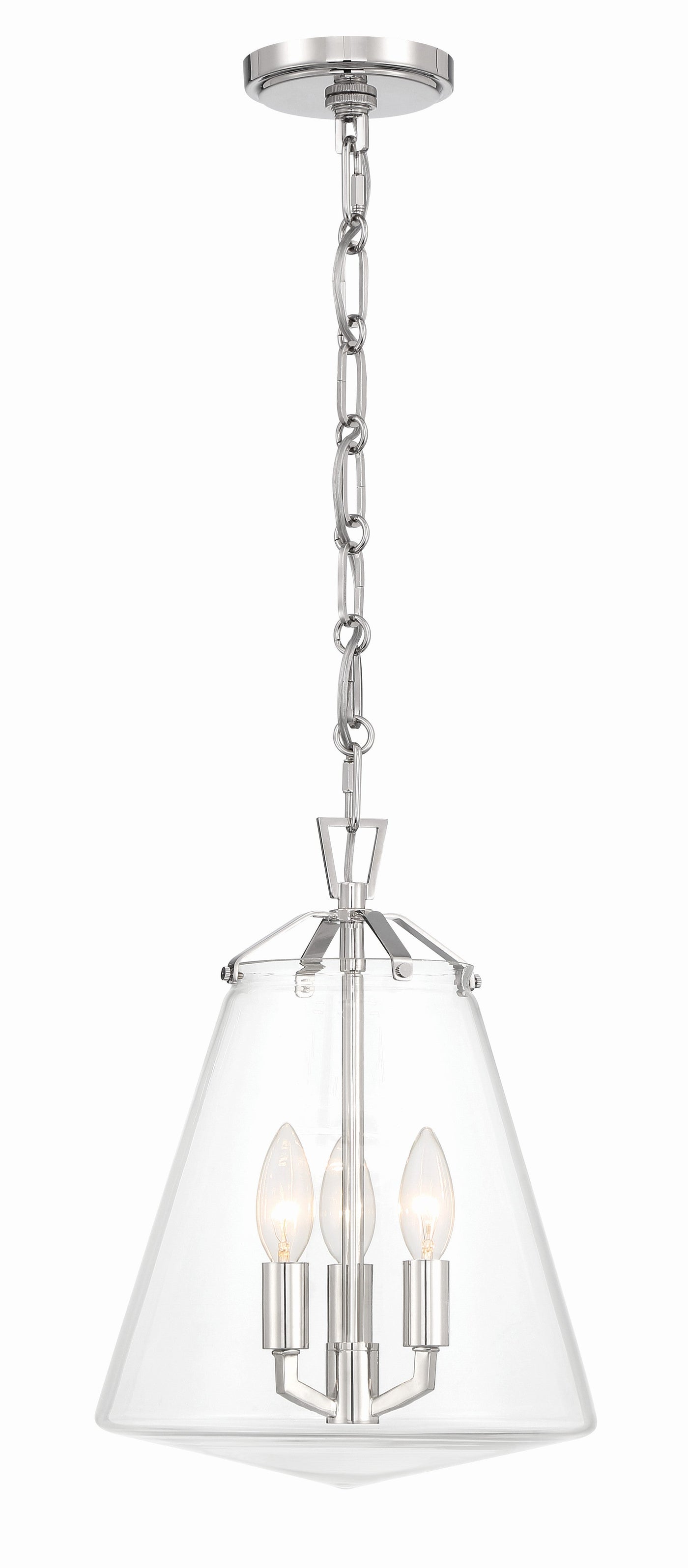 ##Antique Hardware## Voss 3 Light Polished Nickel Mini Chandelier