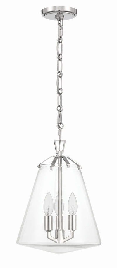 ##Antique Hardware## Voss 3 Light Polished Nickel Mini Chandelier