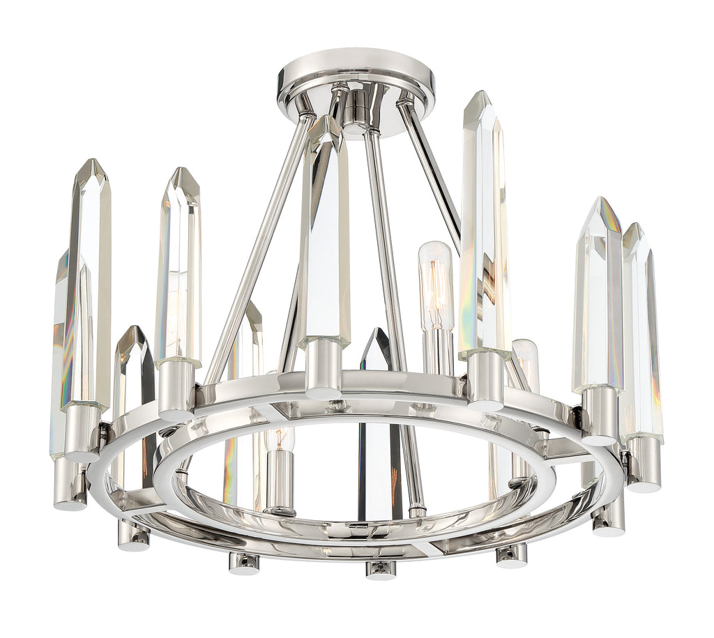 ##Antique Hardware## Watson 4 Light Polished Nickel Semi Flush Mount