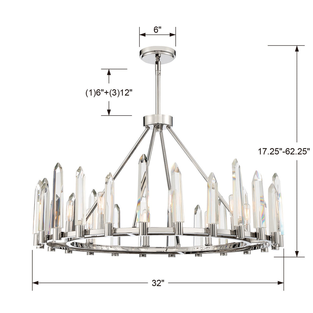 ##Antique Hardware## Watson 8 Light Polished Nickel Chandelier