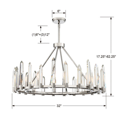 ##Antique Hardware## Watson 8 Light Polished Nickel Chandelier