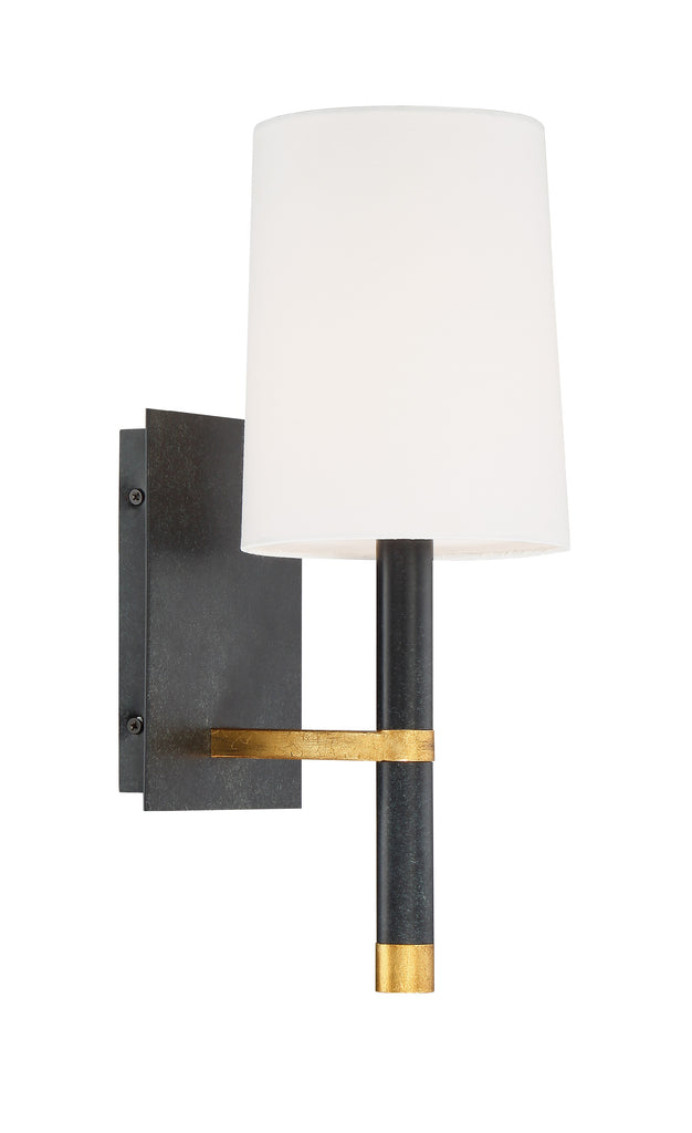 ##Antique Hardware## Weston 1 Light Black + Antique Gold Sconce