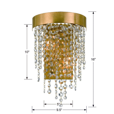 ##Antique Hardware## Winham 2 Light Antique Gold Crystal Sconce