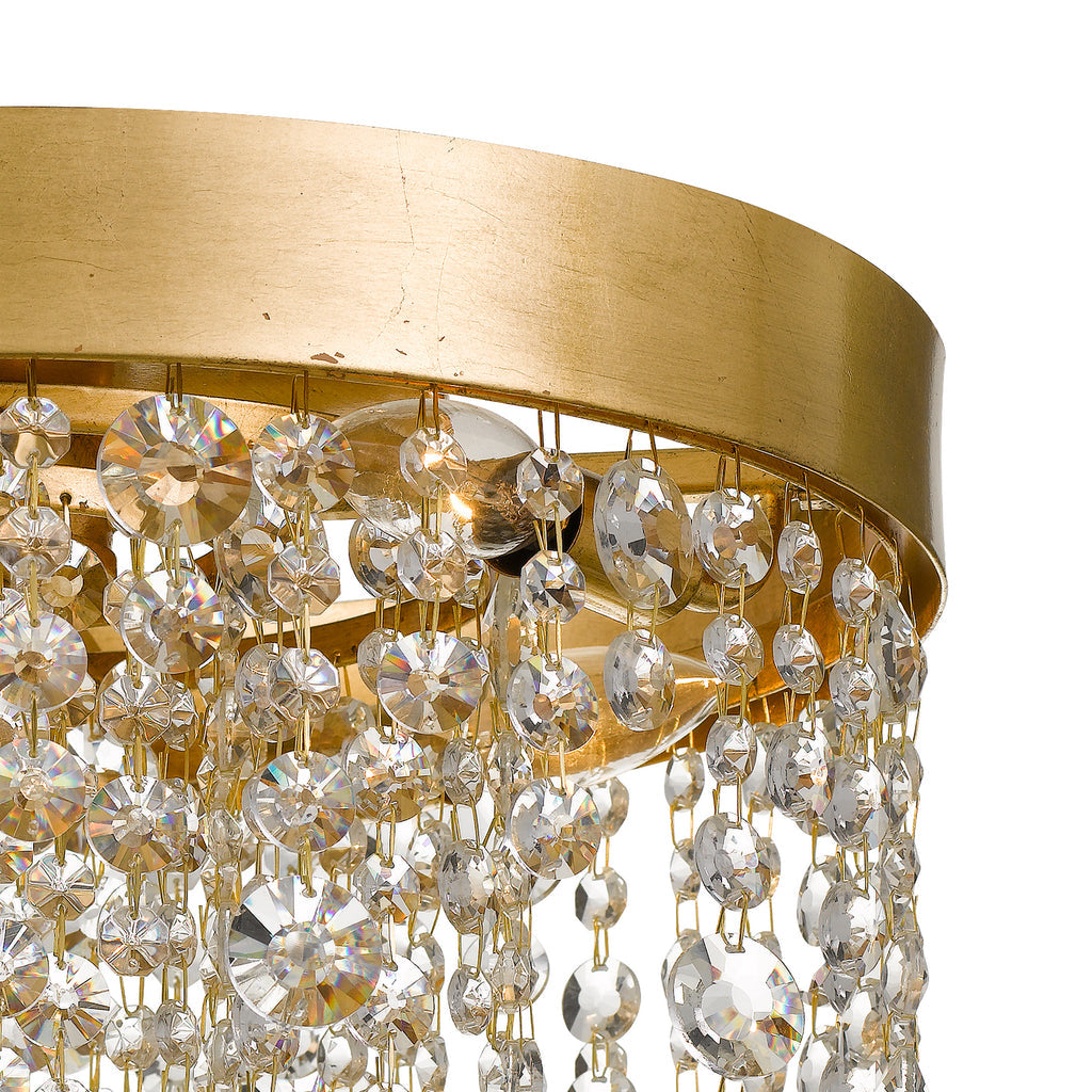 ##Antique Hardware## Winham 4 Light Antique Gold Crystal Flush Mount