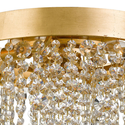 ##Antique Hardware## Winham 4 Light Antique Gold Crystal Flush Mount