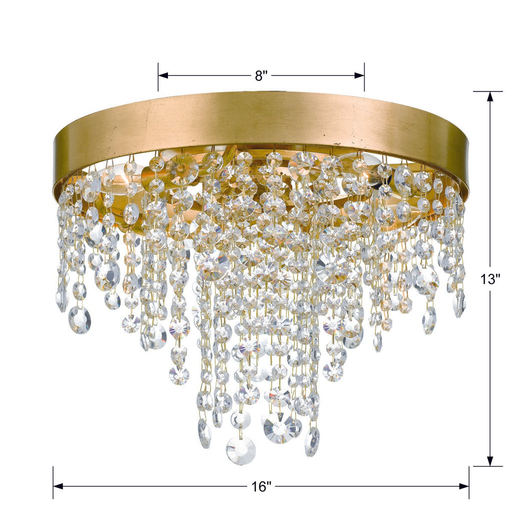 ##Antique Hardware## Winham 4 Light Antique Gold Crystal Flush Mount