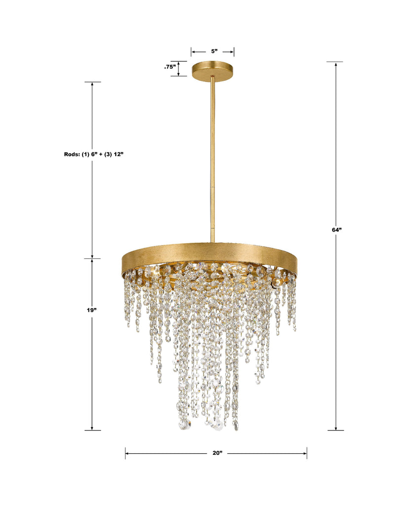 ##Antique Hardware## Winham 5 Light Antique Gold Crystal Chandelier