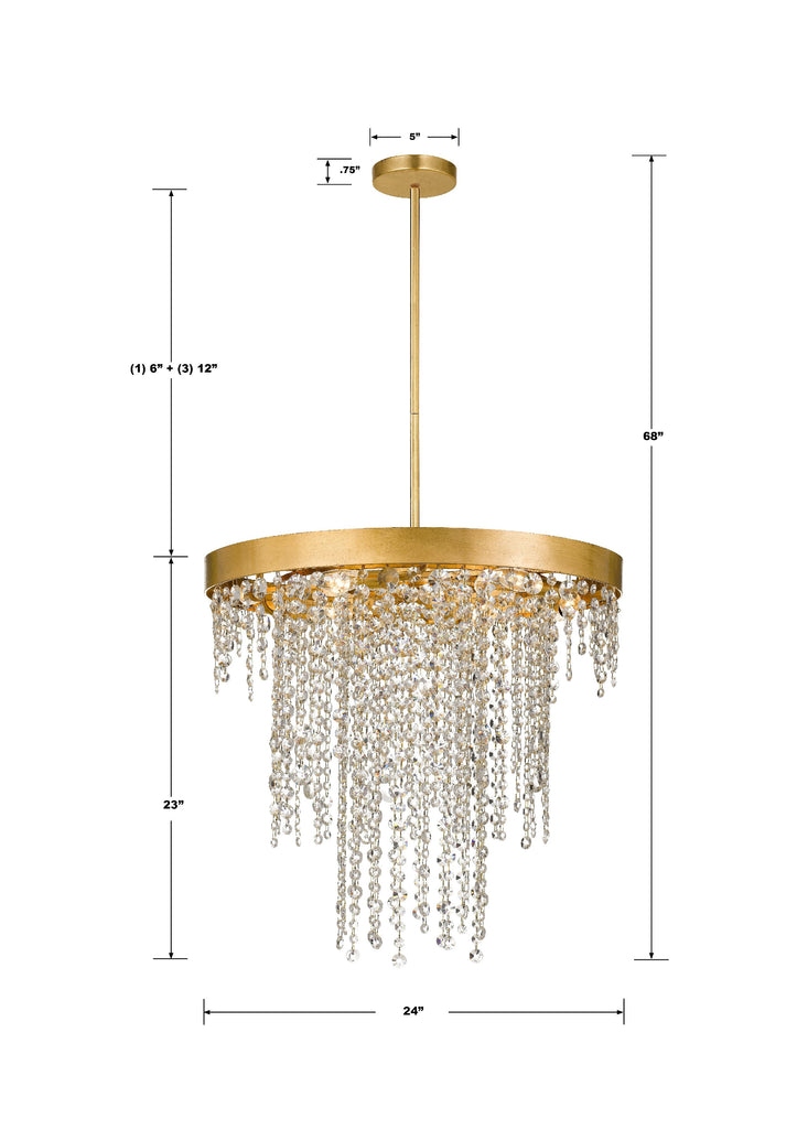 ##Antique Hardware## Winham 6 Light Antique Gold Crystal Chandelier