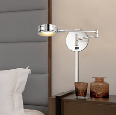 ##Antique Hardware## Villach integrated LED swing arm wall lamp with on off rocker switch and adjustable head. 5W, 380 lumen, 3000K. 3 x 1ft wire cover are included)