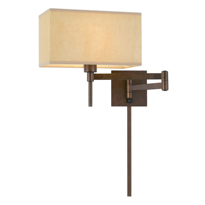 Antique Hardware 60W ROBSON WALL SWING ARM READING LAMP WITH RECTANGULAR HARDBACK FABRIC SHADE. 3 FT WIRE COVER INCLUDED. Wall Sconce