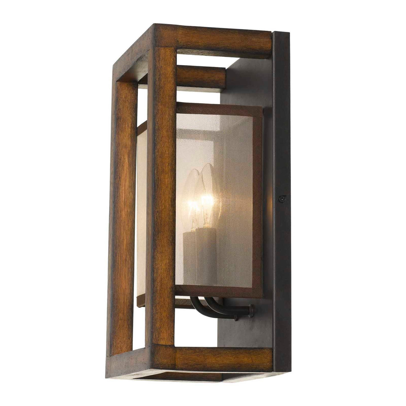 Antique Hardware 40W X 2 RUBBER WOOD WALL SCONCE WITH ORGANZA SHADE (EDISON BULBS NOT INCLUDED) Wall Sconce