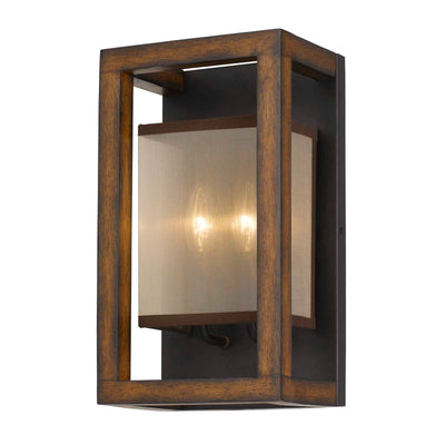 Antique Hardware 40W X 2 RUBBER WOOD WALL SCONCE WITH ORGANZA SHADE (EDISON BULBS NOT INCLUDED) Wall Sconce