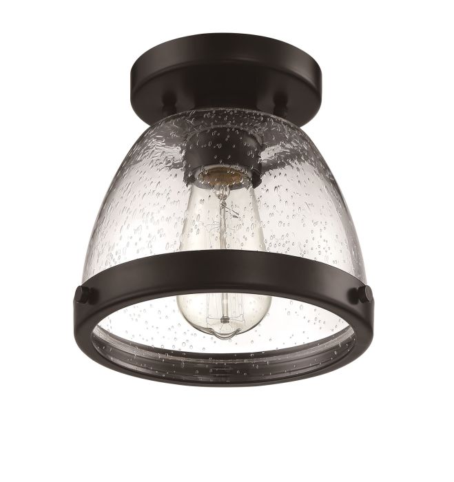 ##Antique Hardware## Lodie 1 Light 7.5" Flushmount in Flat Black