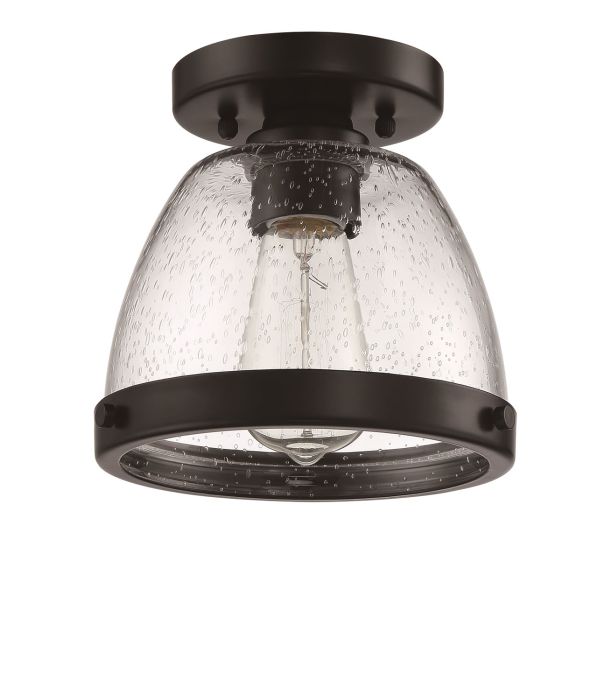 ##Antique Hardware## Lodie 1 Light 7.5" Flushmount in Flat Black