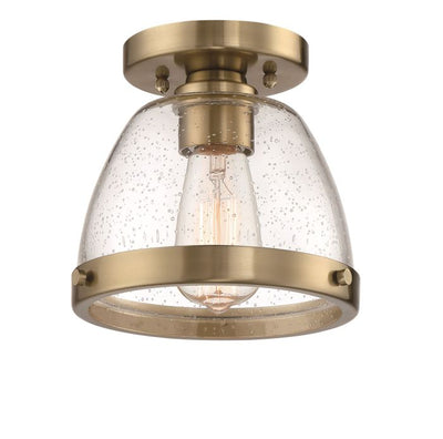 ##Antique Hardware## Lodie 1 Light 7.5" Flushmount in Satin Brass