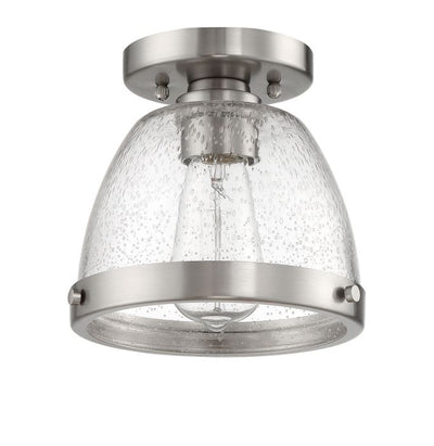 ##Antique Hardware## Lodie 1 Light 9.5" Flushmount in Brushed Polished Nickel