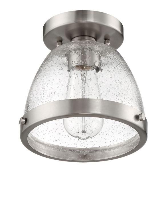 ##Antique Hardware## Lodie 1 Light 9.5" Flushmount in Brushed Polished Nickel