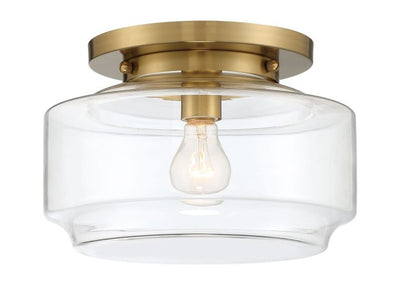 ##Antique Hardware## Peri 1 Light 12" Flushmount in Satin Brass