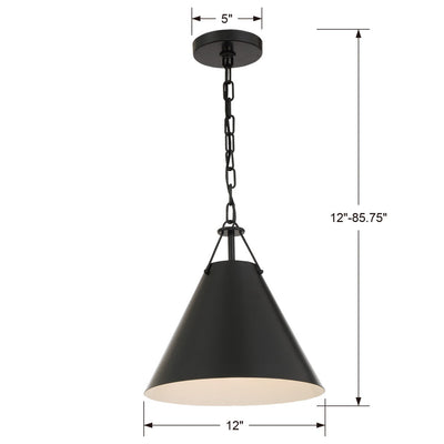 ##Antique Hardware## Xavier 1 Light Matte Black Mini Pendant