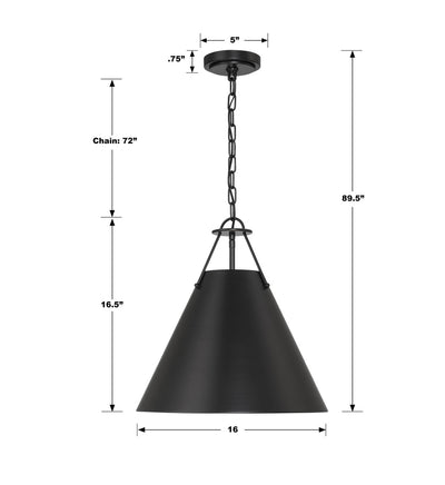 ##Antique Hardware## Xavier 3 Light Matte Black Pendant