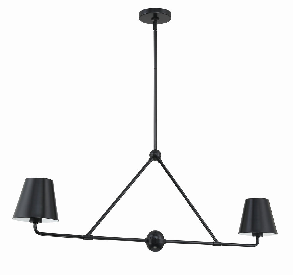 ##Antique Hardware## Xavier 2 Light Matte Black Chandelier